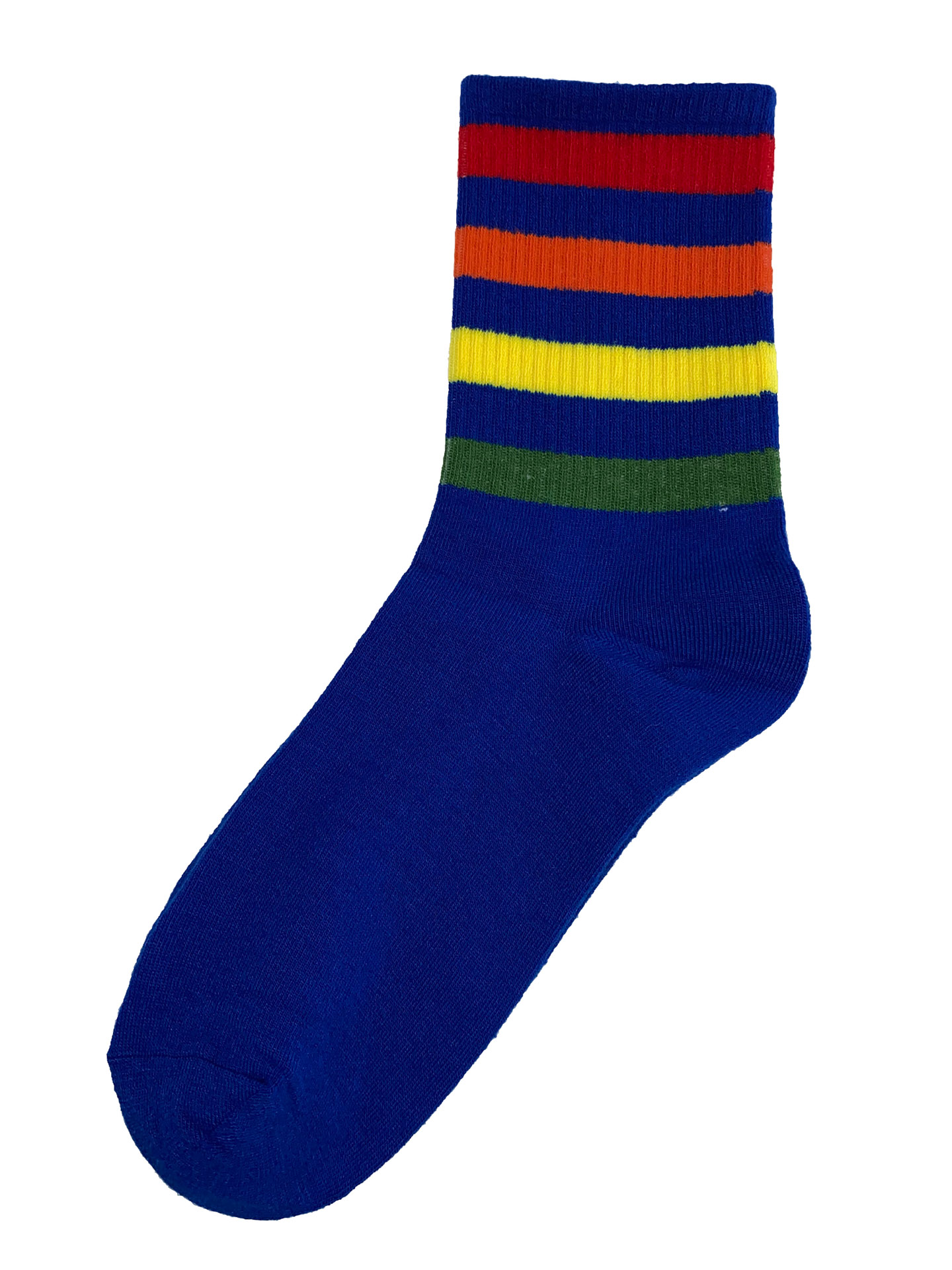 На фото 1 - Высокие полосатые носки из хлопка, цвет синий