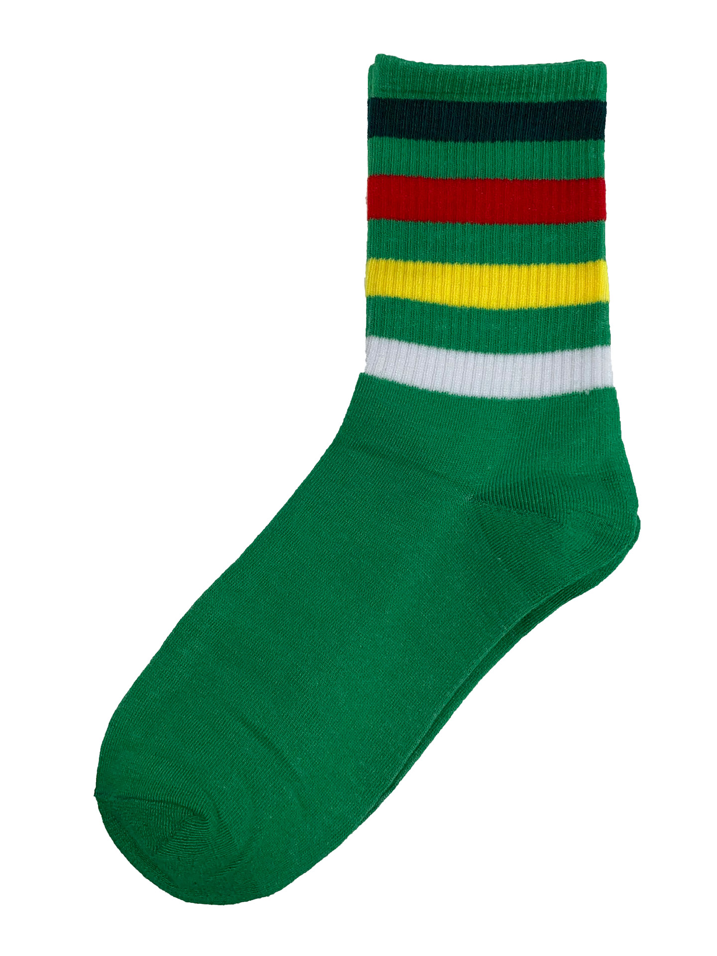 На фото 1 - Высокие полосатые носки из хлопка, цвет зелёный
