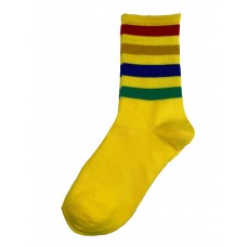 На фото 1 - Высокие полосатые носки из хлопка, цвет жёлтый