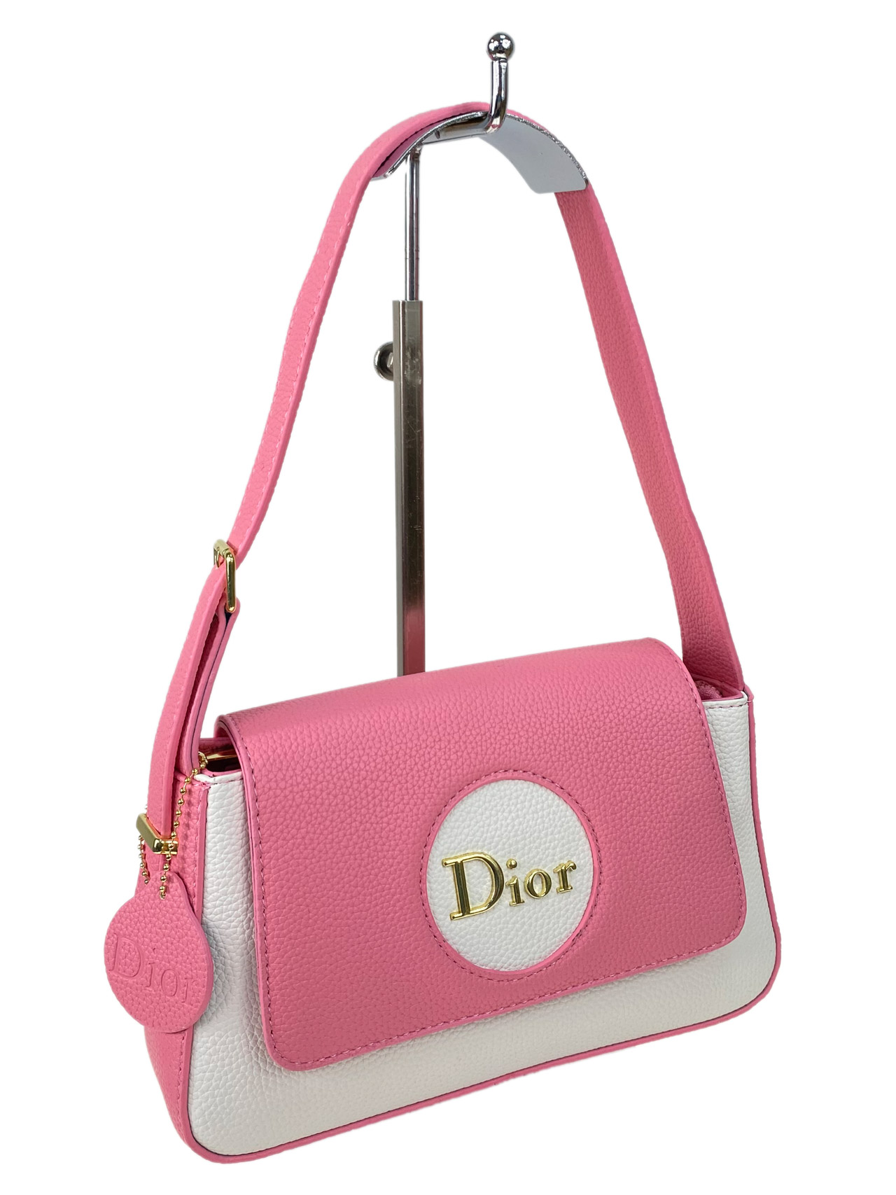 На фото 1 - Женская сумка из искусственной кожи, цвет розовый