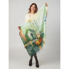 На фото 3 - Легкий платок из хлопка , мультицвет 