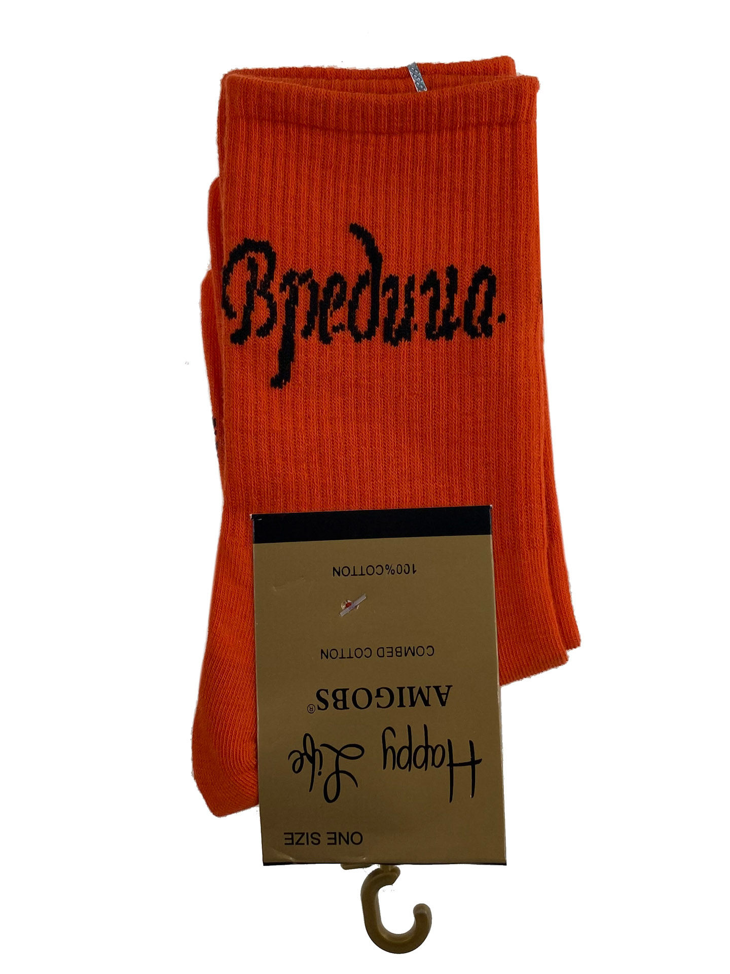 На фото 1 - Хлопковые молодёжные носки с надписью, цвет оранжевый