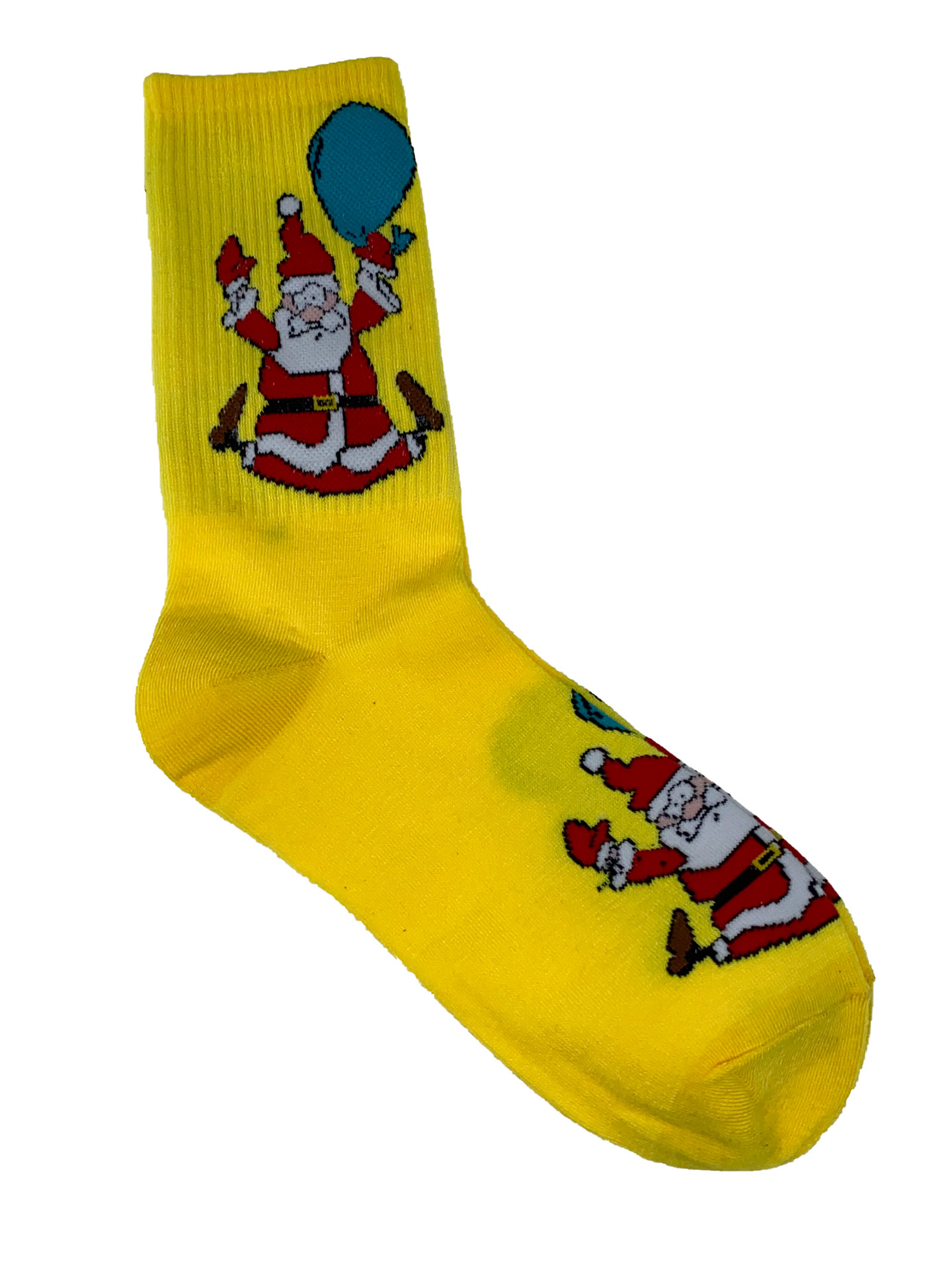 На фото 1 - Весёлые молодёжные носки с новогодним принтом, цвет жёлтый