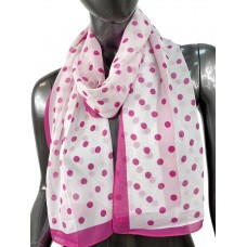 На фото 1 - Легкий палантин-шарф с принтом, цвет  белый с розовым