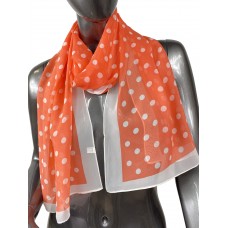На фото 1 - Легкий палантин-шарф с принтом, цвет оранжевый