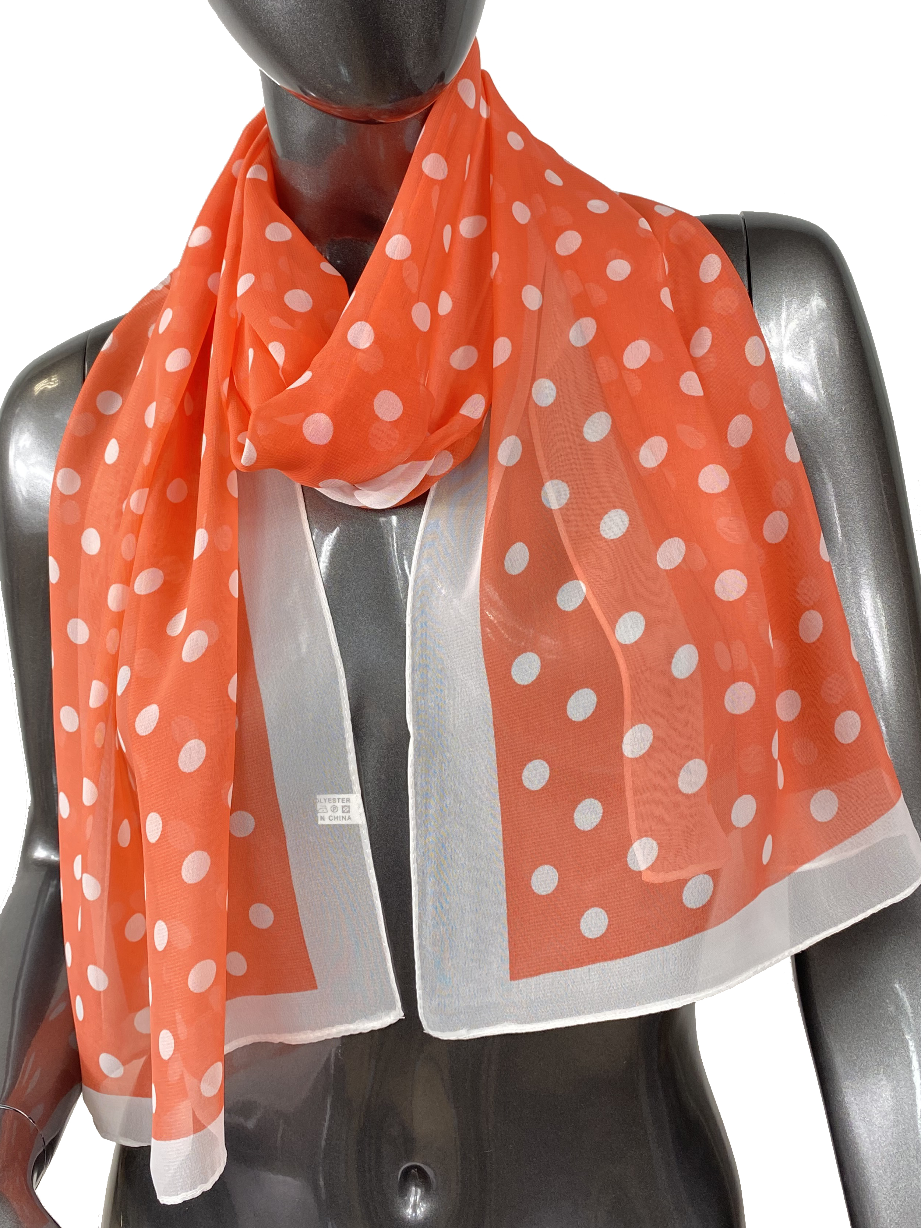 Легкий палантин-шарф с принтом, цвет оранжевый