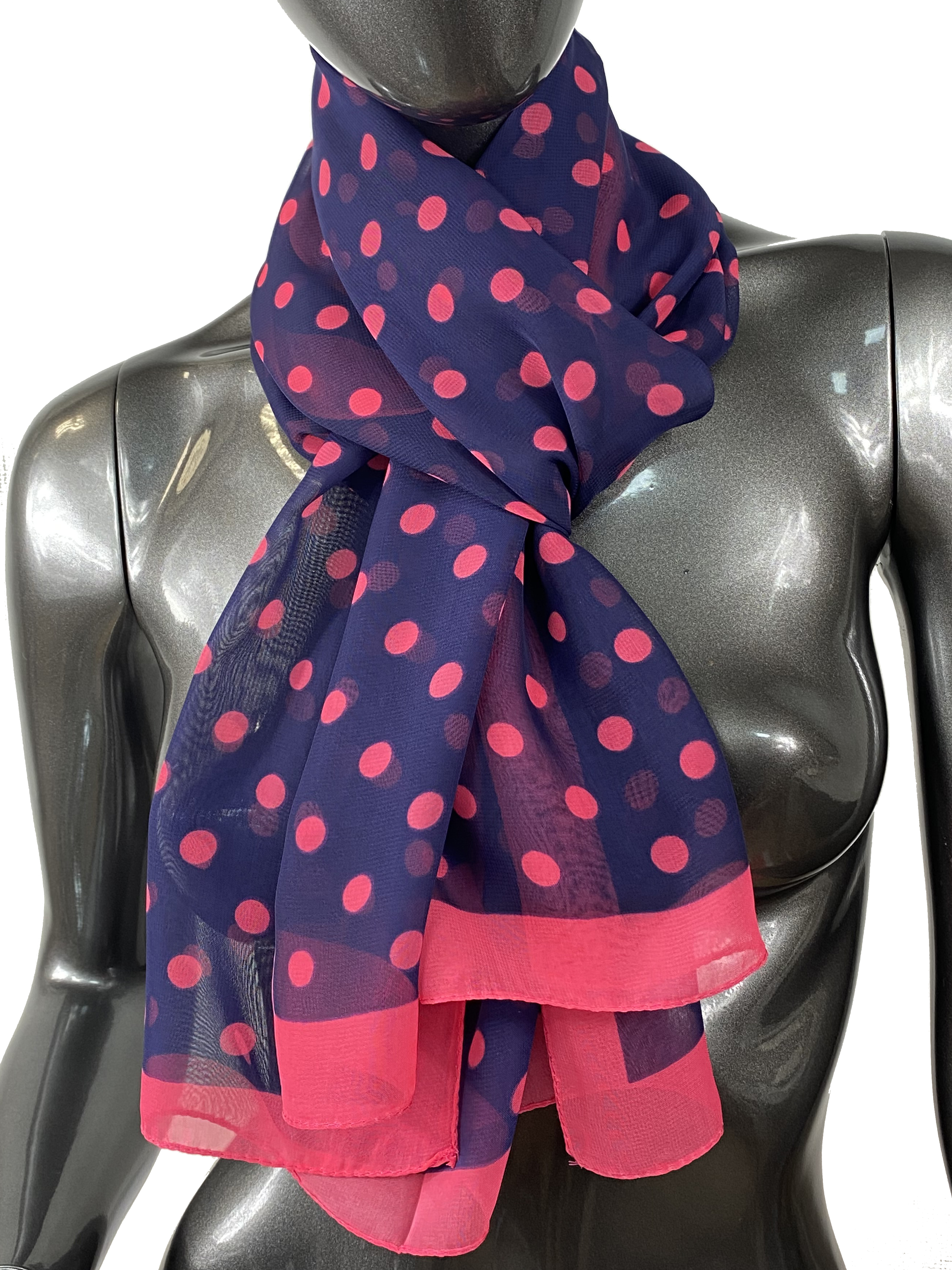 На фото 1 - Легкий палантин-шарф с принтом, цвет синий с розовым