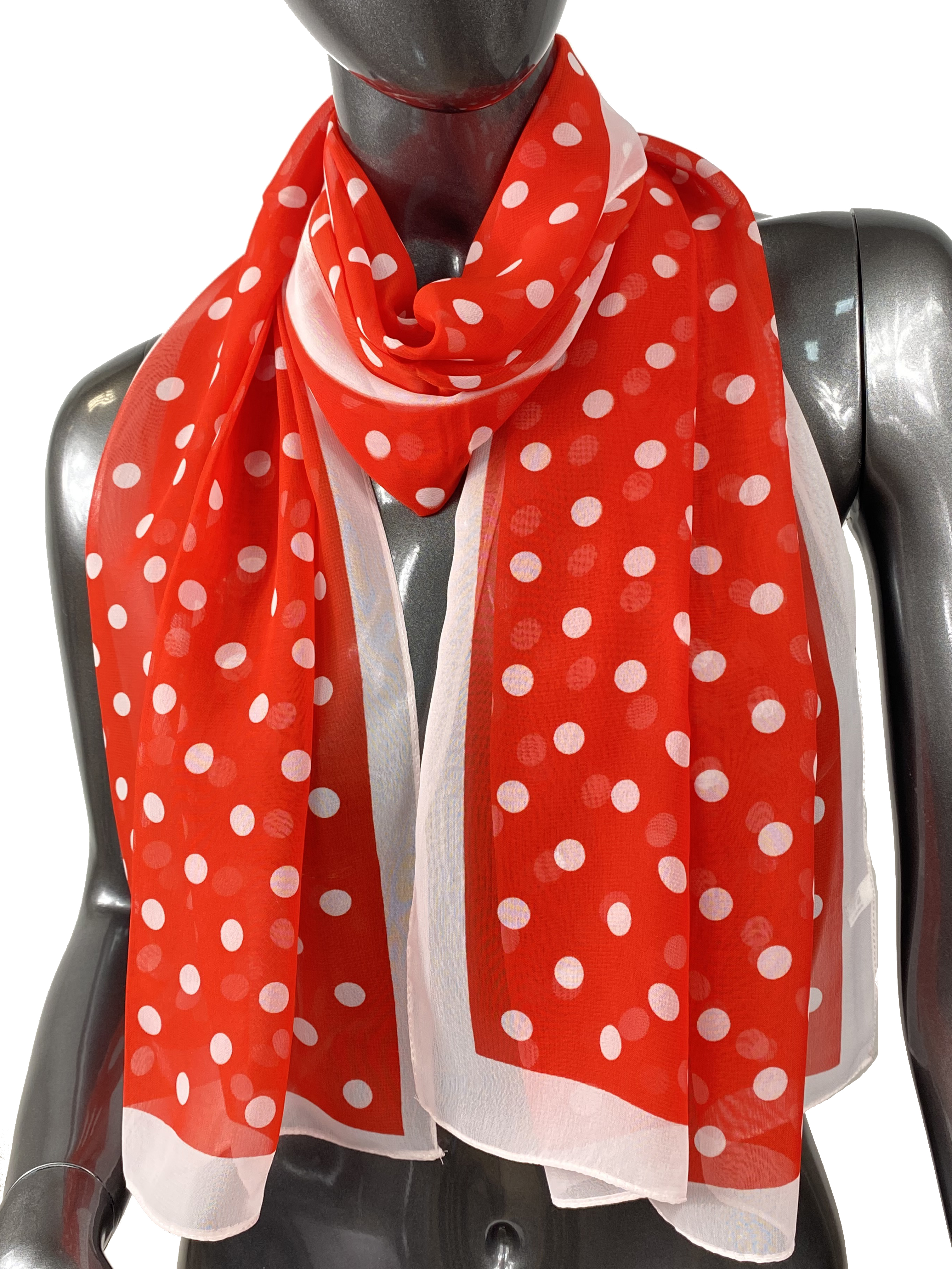 На фото 1 - Легкий палантин-шарф с принтом, цвет красный