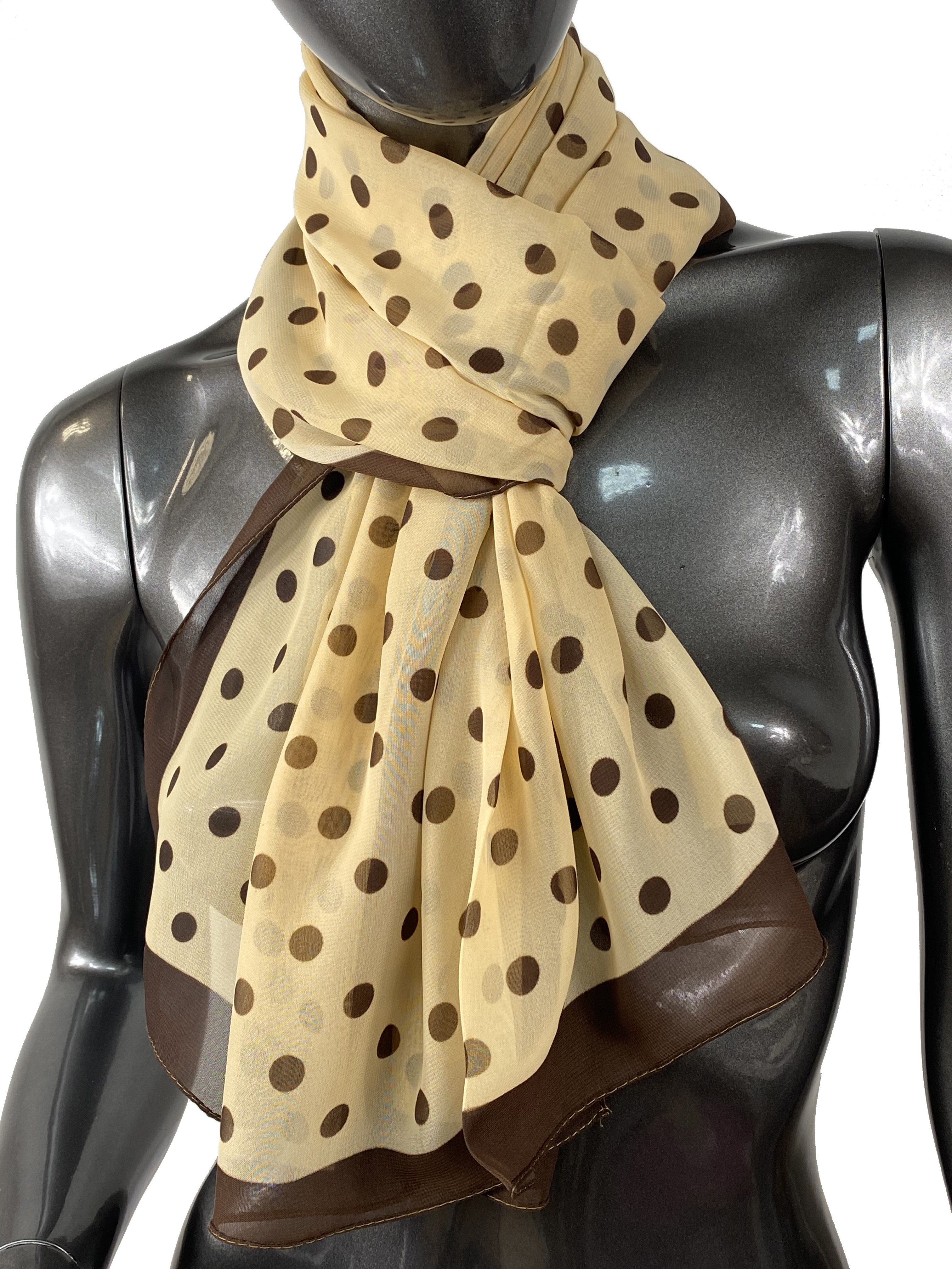 На фото 1 - Легкий палантин-шарф с принтом, цвет коричневый