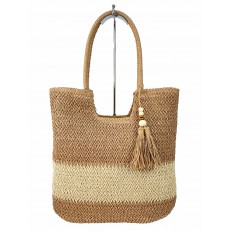 На фото 2 - Женская сумка плетеная из соломы, цвет песочный