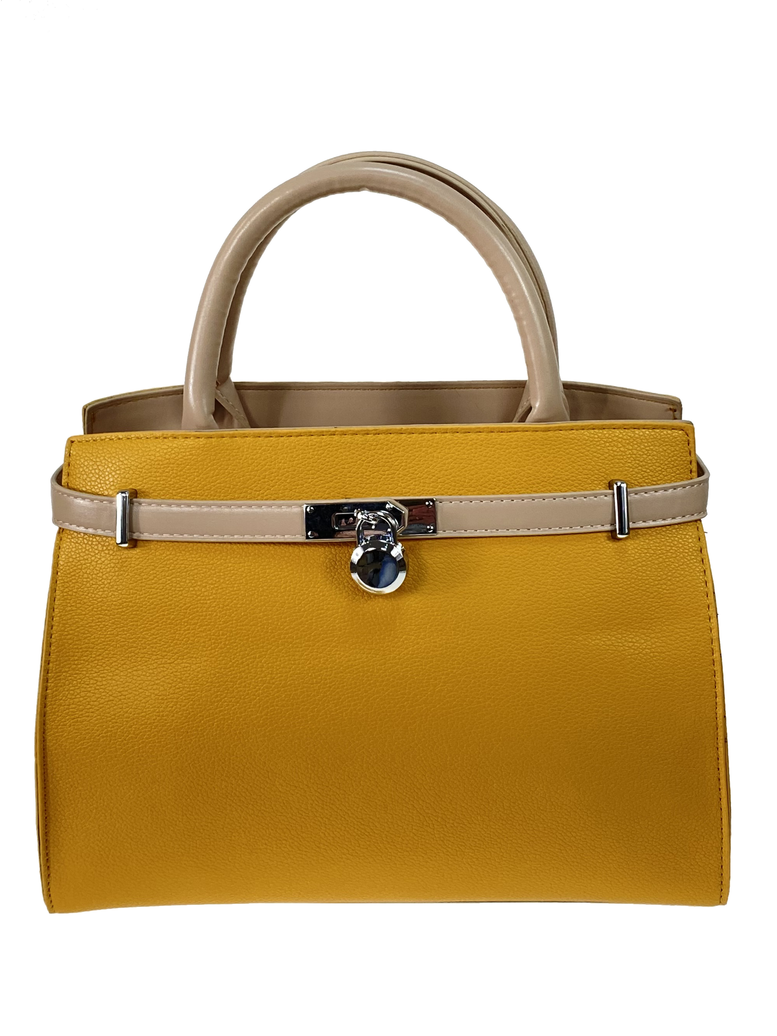 На фото 2 - Женская сумка из искусственной кожи, цвет желтый