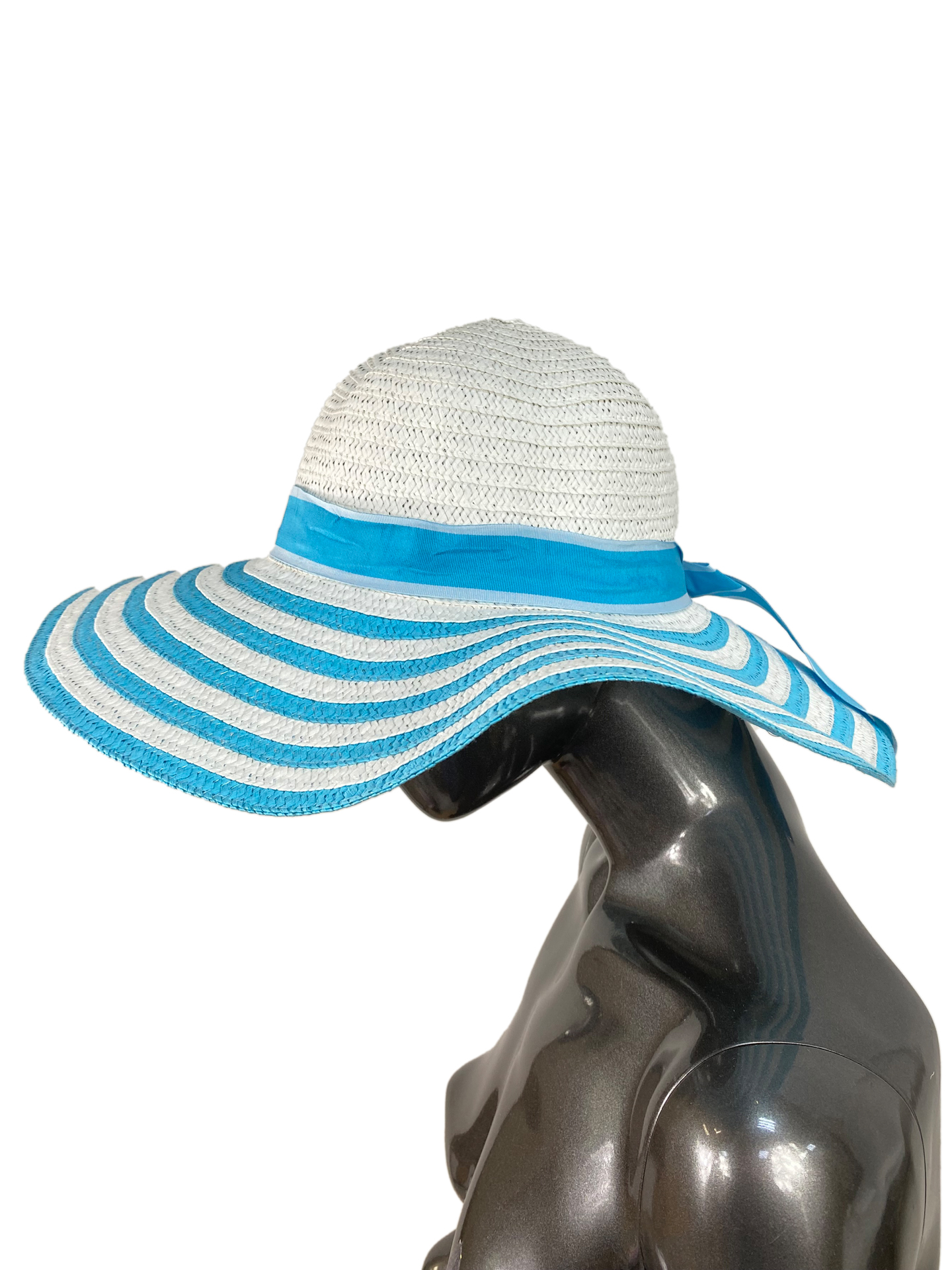 На фото 1 - Летняя женская соломенная шляпа, цвет голубой