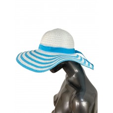 На фото 1 - Летняя женская соломенная шляпа, цвет голубой