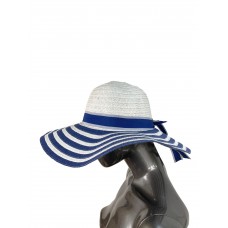 На фото 1 - Летняя женская соломенная шляпа, цвет синий