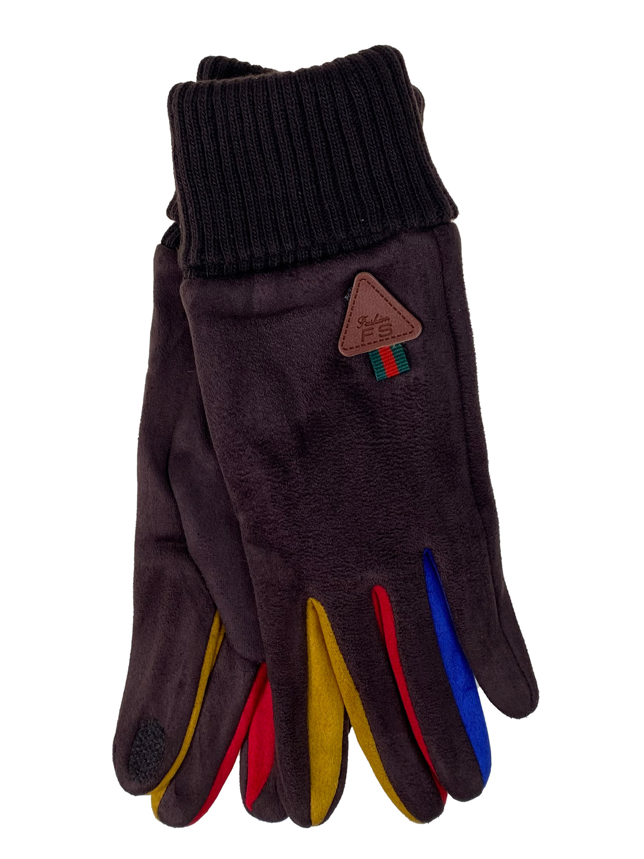 На фото 1 - Женские демисезонные перчатки из велюра, цвет шоколад