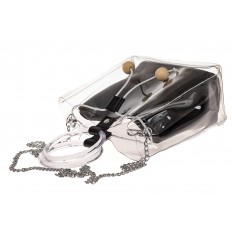 На фото 3 - Уникальная ring-bag из винила и эко-кожи, цвет черный