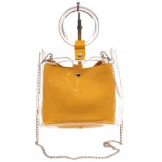 На фото 2 - Сумочка ring-bag из винила и эко-кожи, цвет манго
