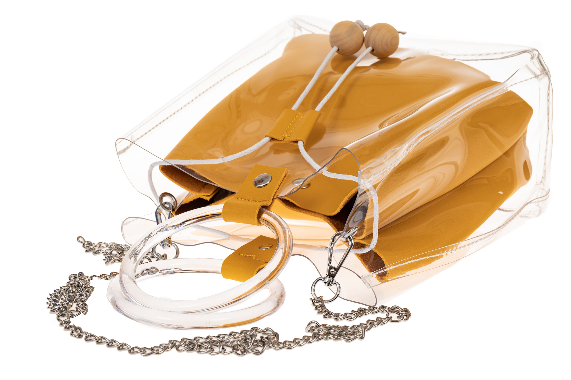 На фото 3 - Сумочка ring-bag из винила и эко-кожи, цвет манго