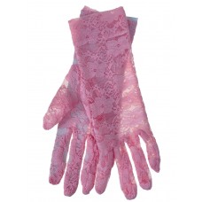На фото 1 - Гипюровые ажурные перчатки, цвет  розовый