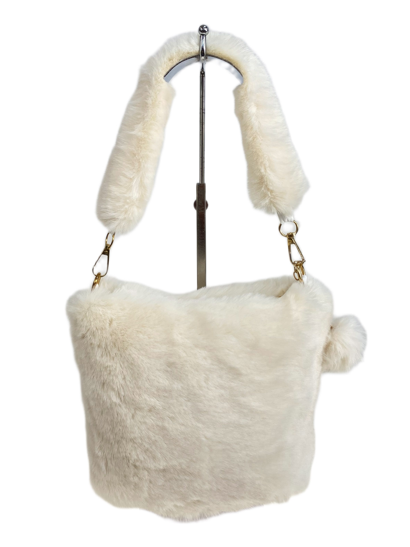 На фото 2 - Женская сумка из искусственного меха, цвет молочный