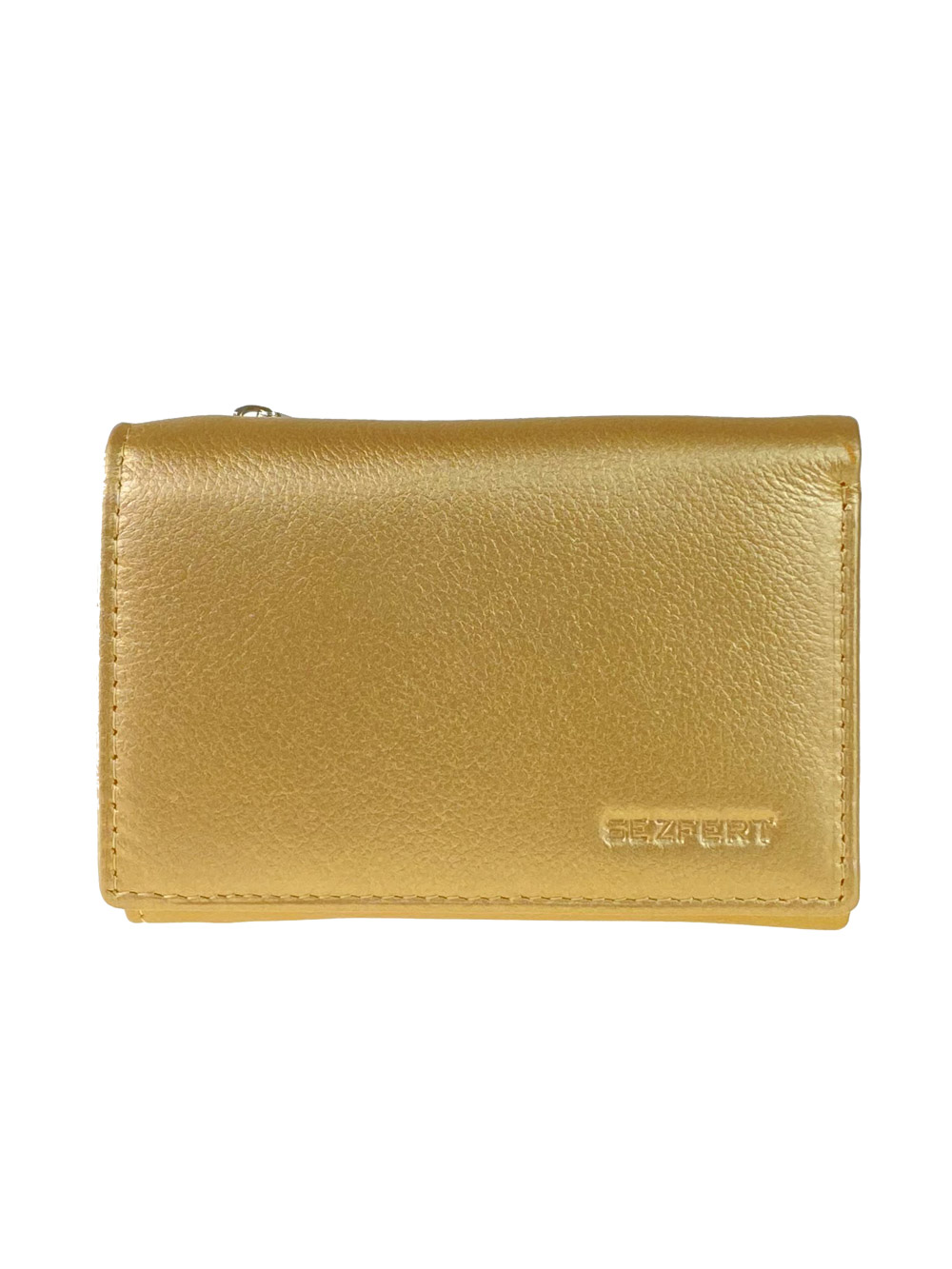На фото 1 - Женский кошелёк из мягкой натуральной кожи, цвет золотой