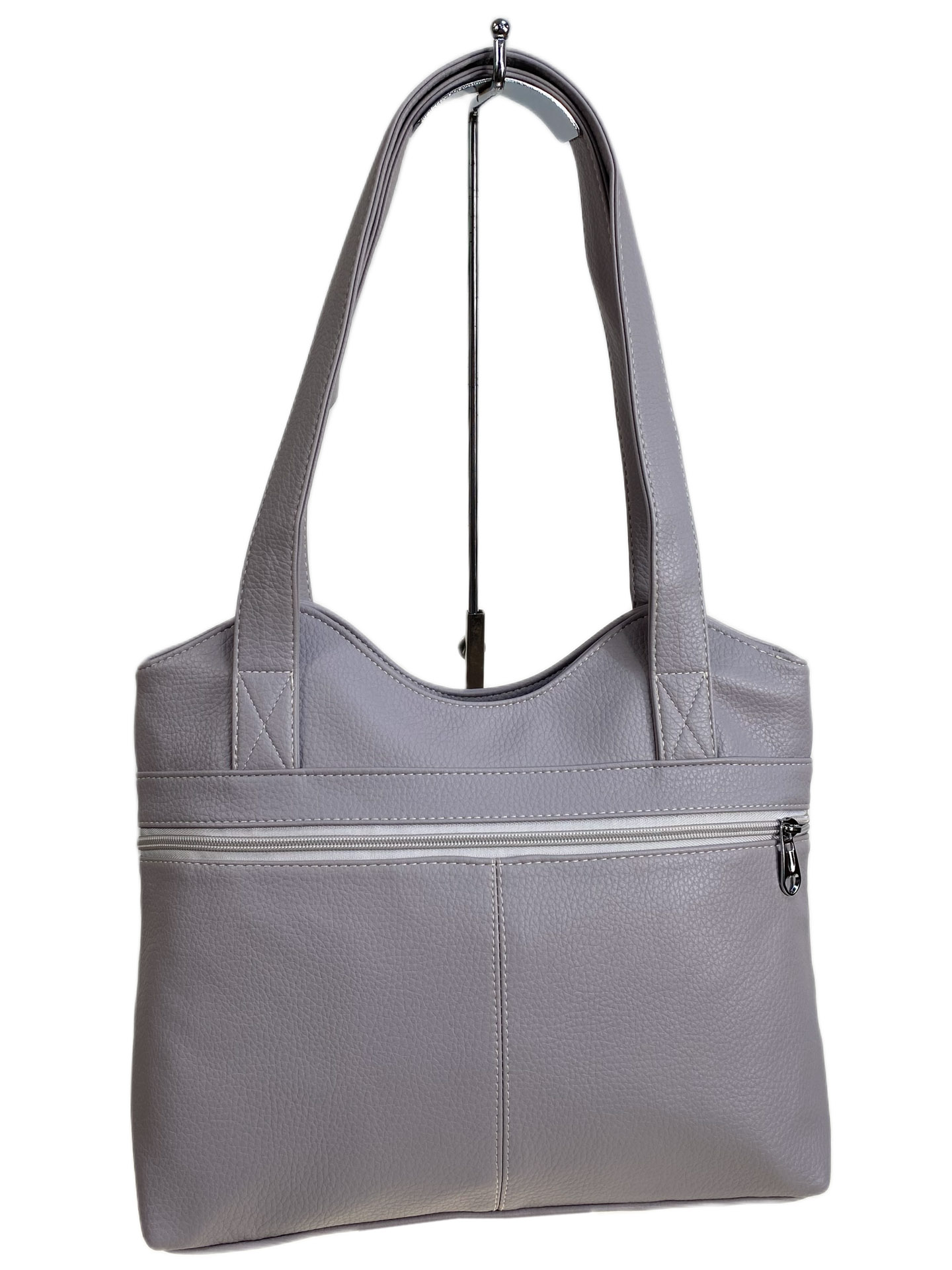 На фото 1 - Женская сумка из искусственной кожи, цвет серый