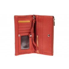 На фото 2 - Женский кошелек из натуральной итальянской кожи, цвет рыже-красный