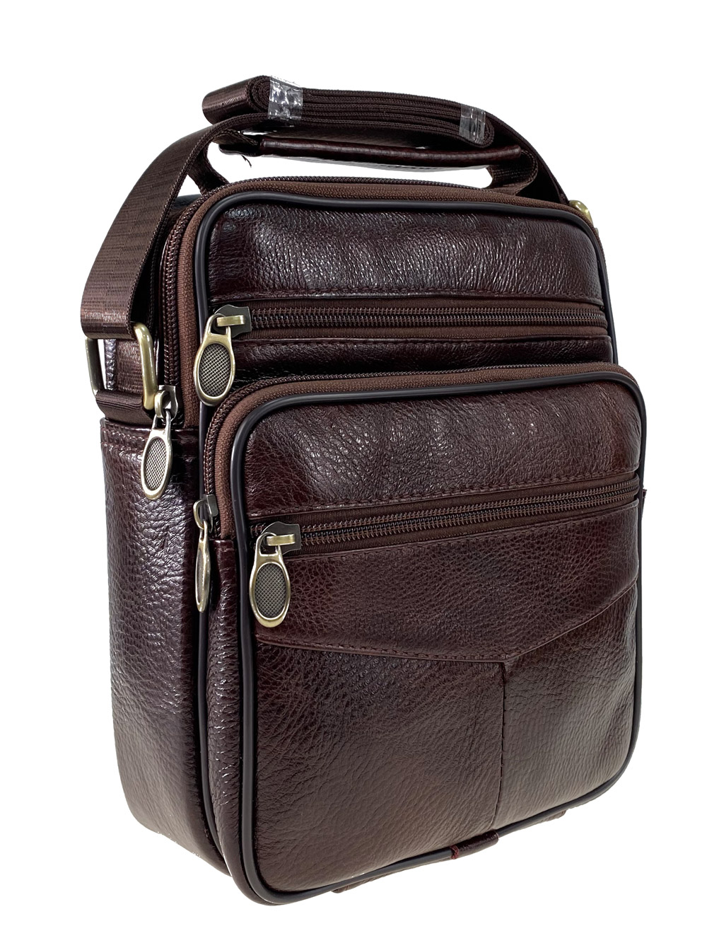 На фото 1 - Повседневная мужская сумка из коричневой натуральной кожи