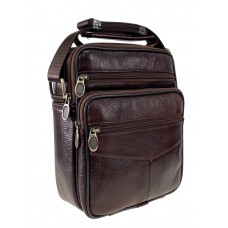 На фото 1 - Повседневная мужская сумка из коричневой натуральной кожи
