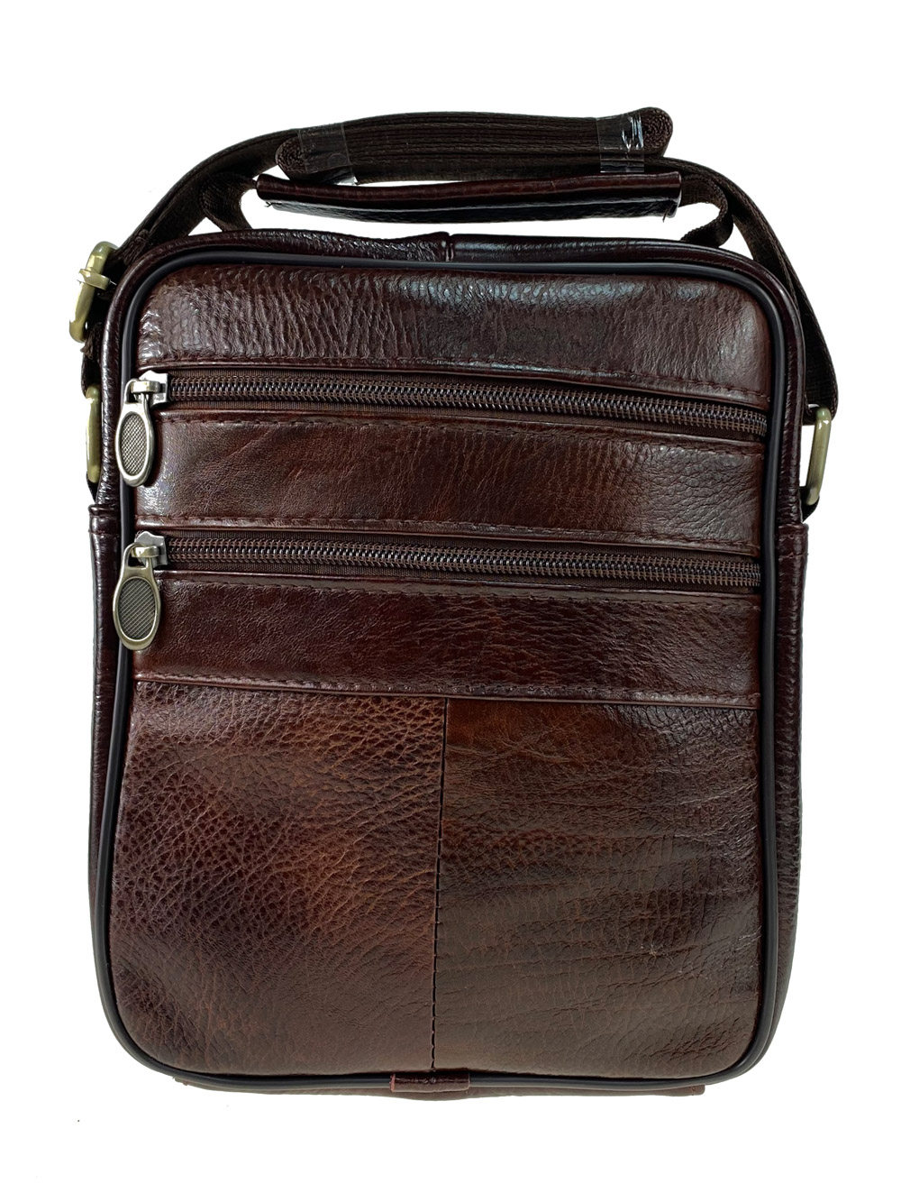 На фото 3 - Повседневная мужская сумка из коричневой натуральной кожи