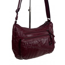 На фото 1 -  Женская сумка из искусственной кожи, цвет бордовый