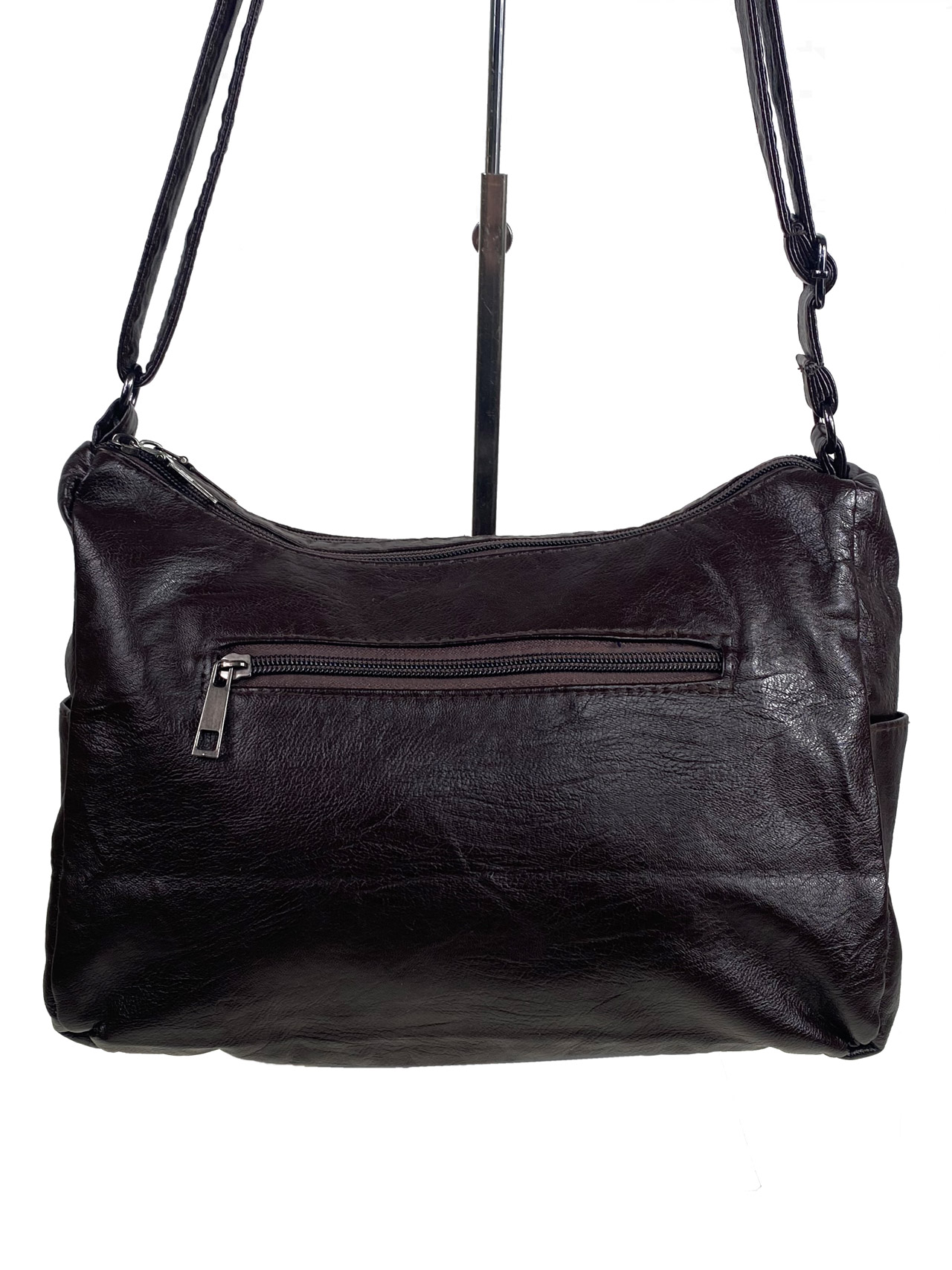 На фото 2 - Женская сумка из искусственной кожи, цвет шоколад