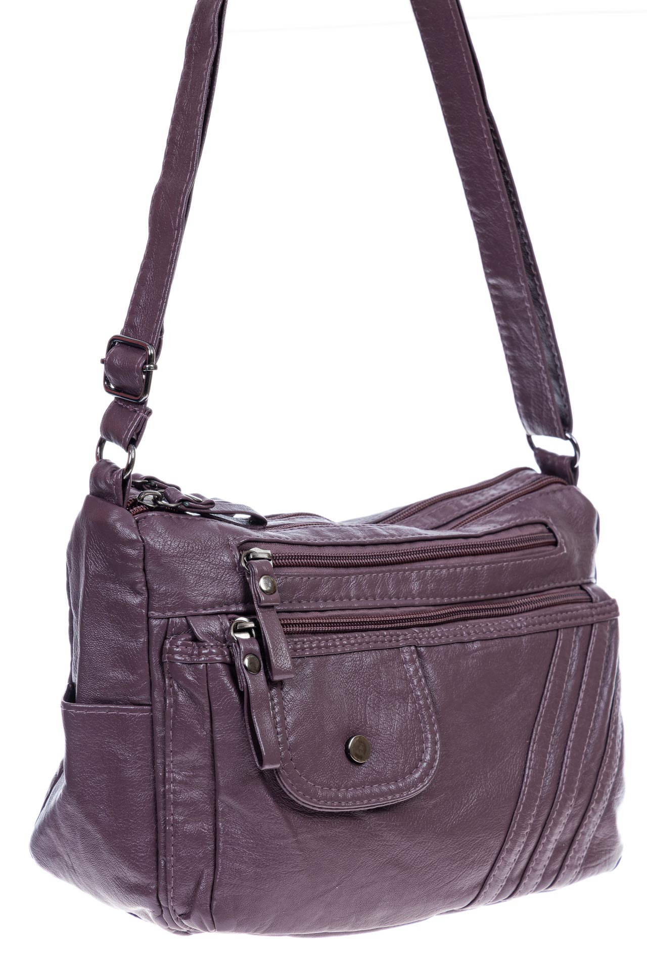 На фото 2 - Женская сумка из искусственной кожи, цвет фиолетовый