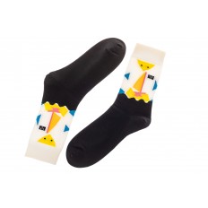 На фото 2 - Необычные женские носки с принтом, цвет черный с белым