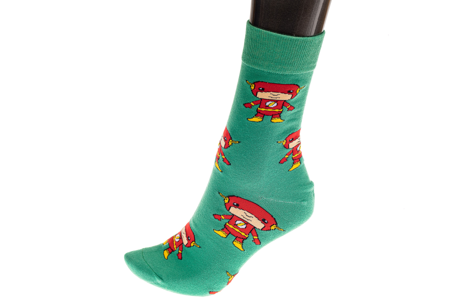 На фото 1 - Цветные носки мультгероя, основной цвет зеленый