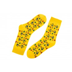 На фото 2 - Женские носки с принтом, цвет желтый с миньонами