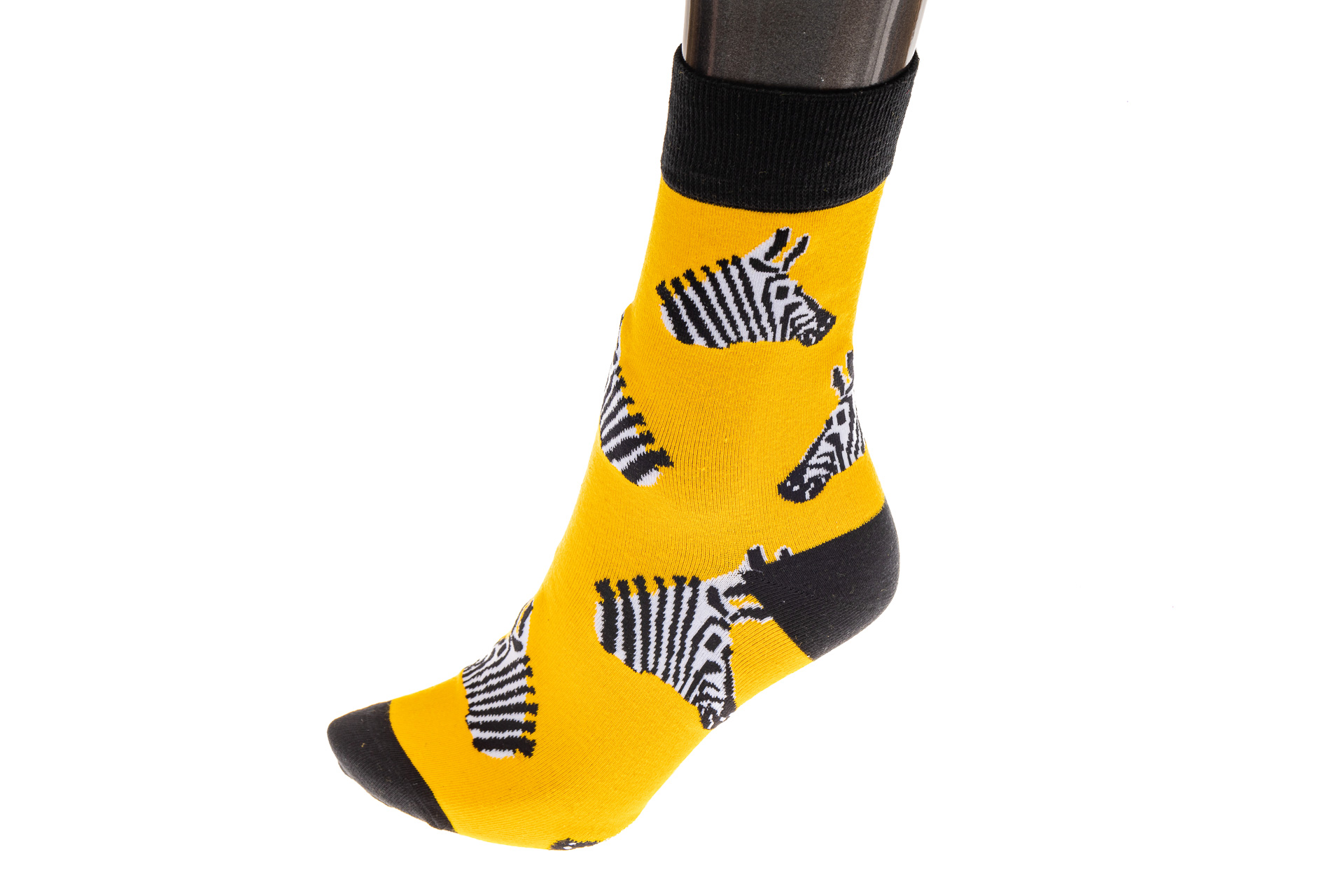 На фото 1 - Носки с принтом зебры, желтые