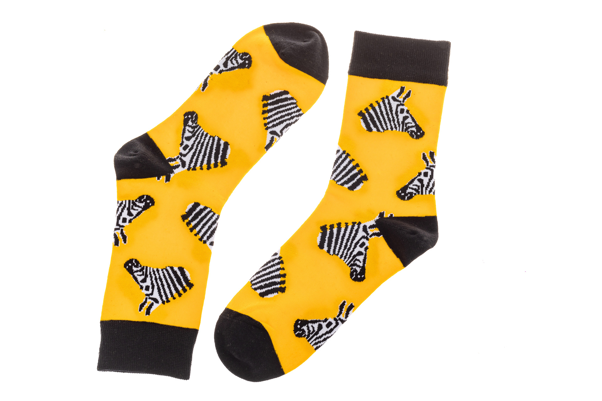 На фото 2 - Носки с принтом зебры, желтые