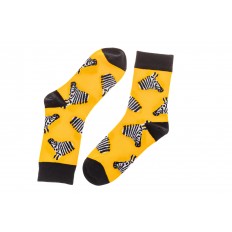 На фото 2 - Носки с принтом зебры, желтые