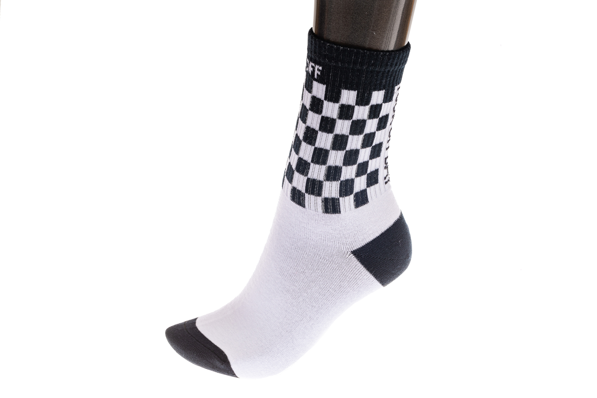 На фото 1 - Недорогие женские носки с принтом шашечки, основной цвет черно-белый