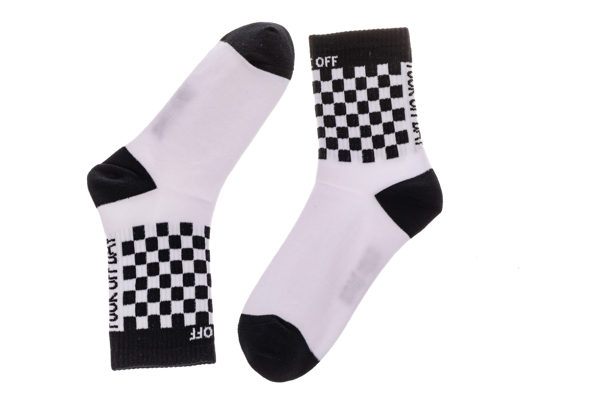 На фото 2 - Недорогие женские носки с принтом шашечки, основной цвет черно-белый
