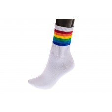 На фото 1 - Белые женские носки с принтом "радуга"