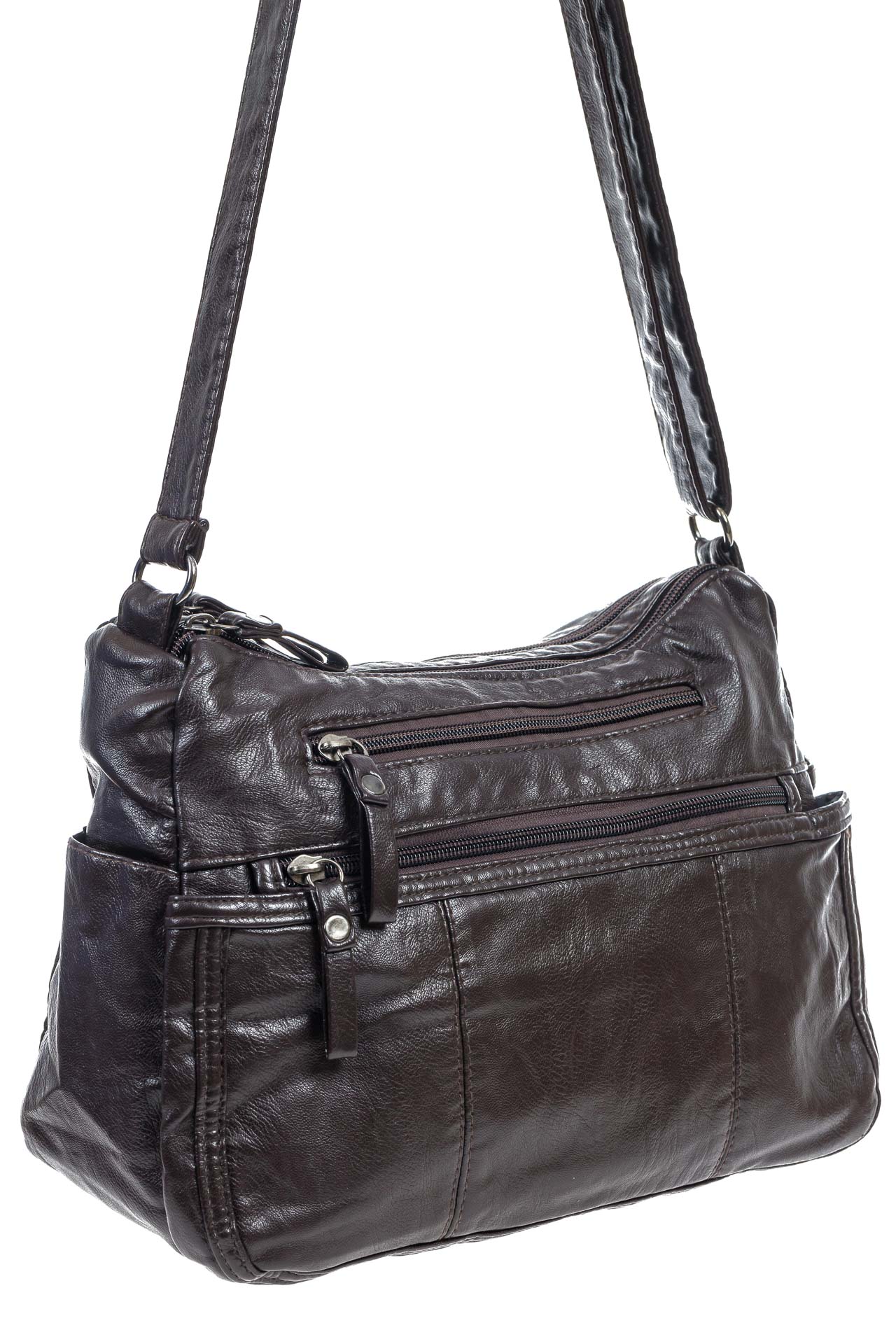 На фото 3 -  Женская классическая сумка из искусственной кожи, цвет шоколад