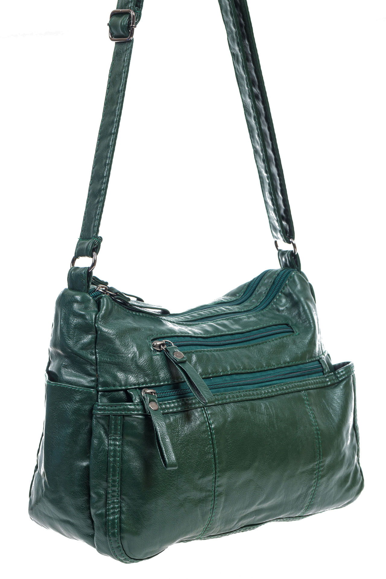 На фото 3 -  Женская классическая сумка из искусственной кожи, цвет зеленый