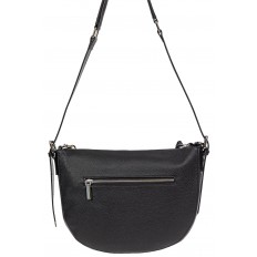 На фото 3 - Кожаная женская сумка-седло с ручкой-цепочкой, цвет чёрный