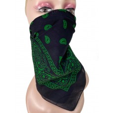 На фото 1 - Легкий платок-бандана, цвет черный с зеленым 