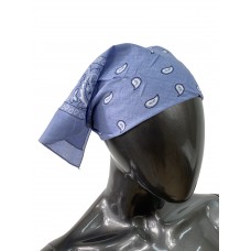 На фото 1 - Легкий платок-бандана, цвет серо-синий