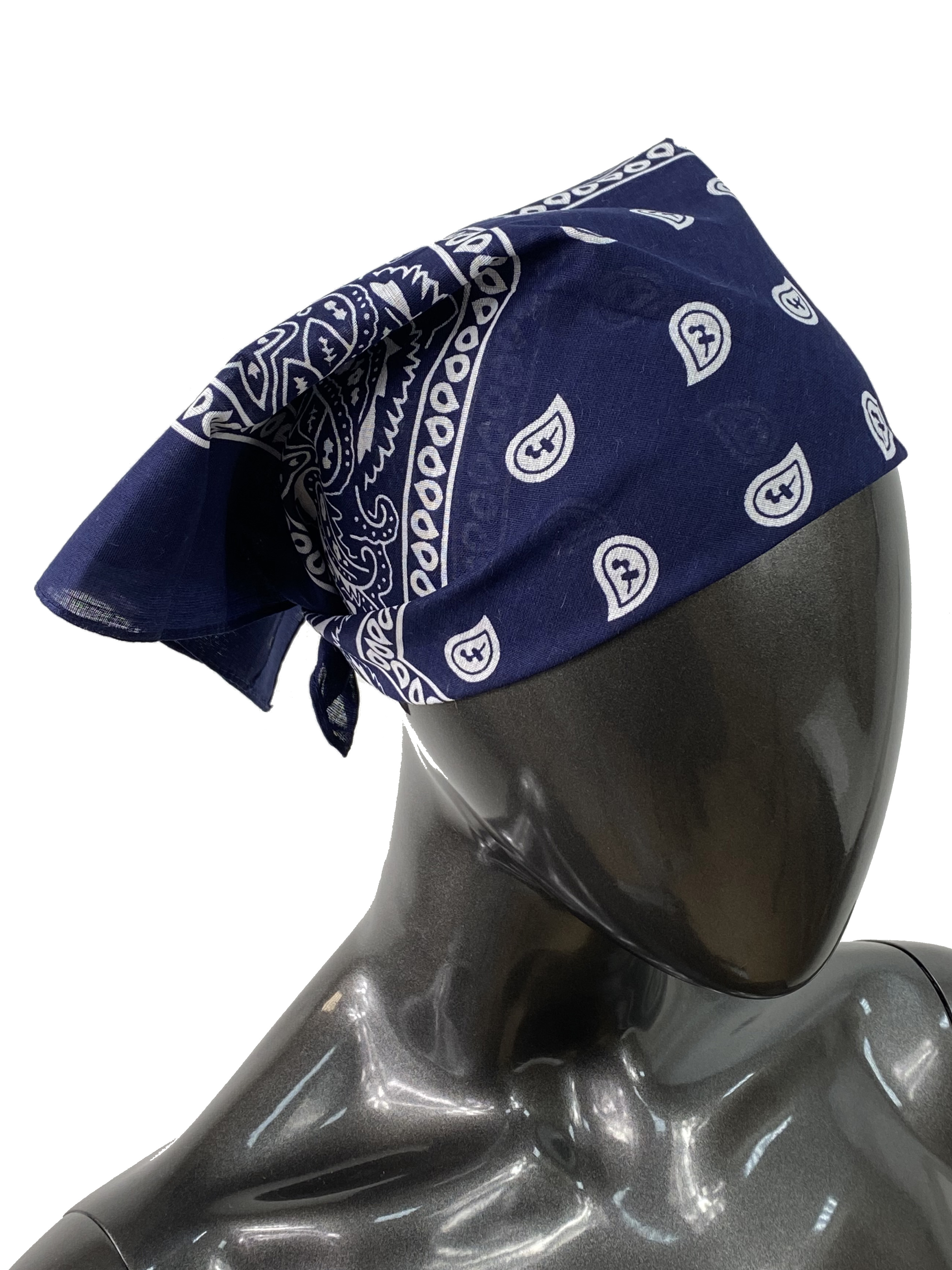 На фото 1 - Легкий платок-бандана, цвет темно синий