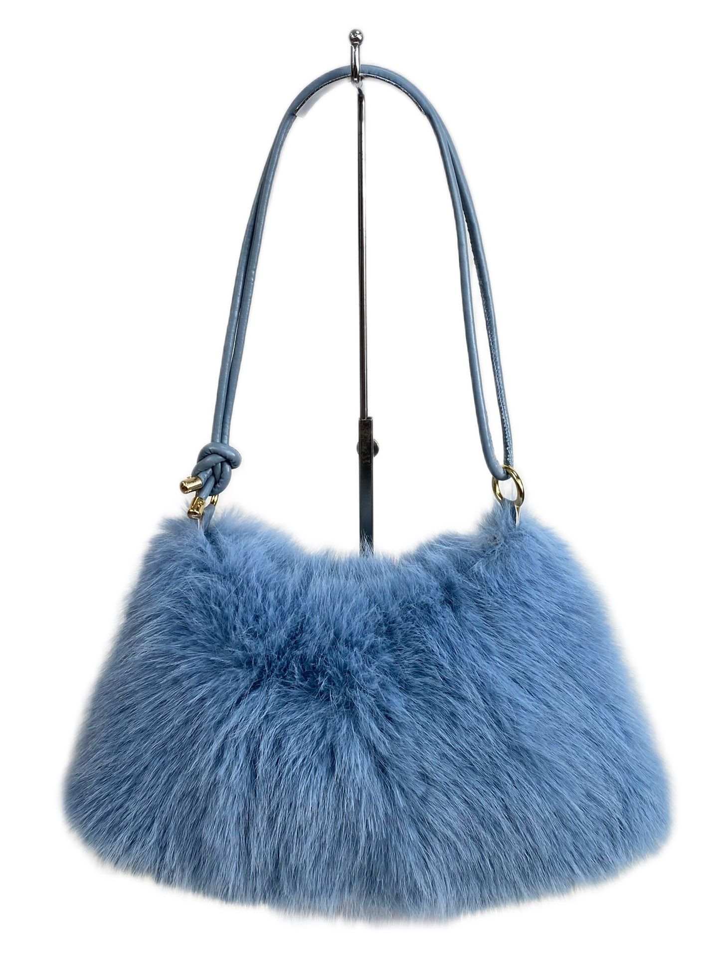 На фото 2 - Женская сумка из искусственного меха, цвет голубой