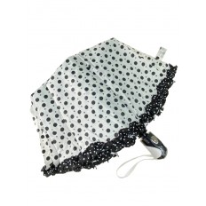 На фото 4 - Женский зонт-полуавтомат в горошек, цвет белый с чёрным